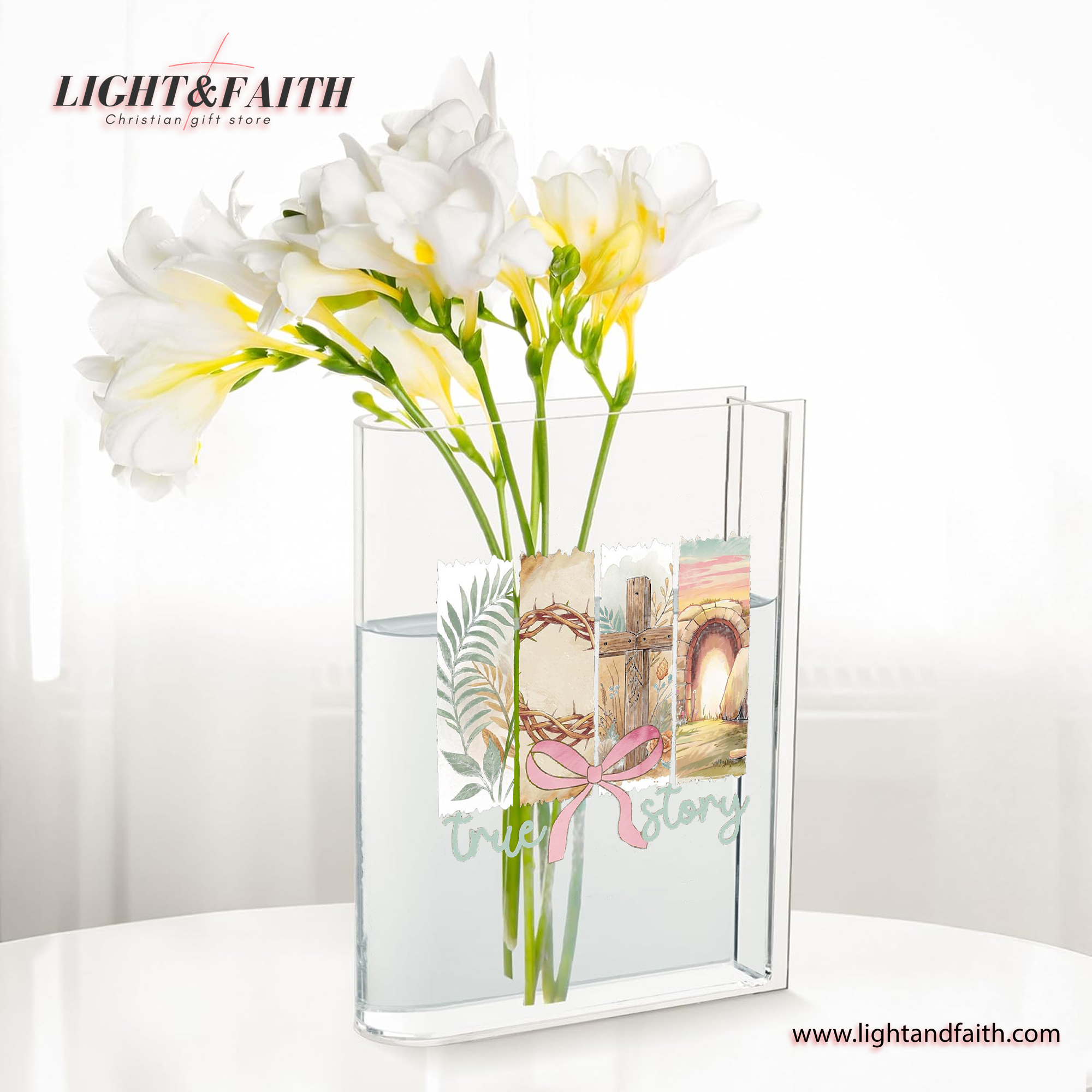 True Story Book Vase, Christian Book Vase, Faith Book Vase, Bible Verse Book Shaped Flower Vase, Jesus Lover Book Vase